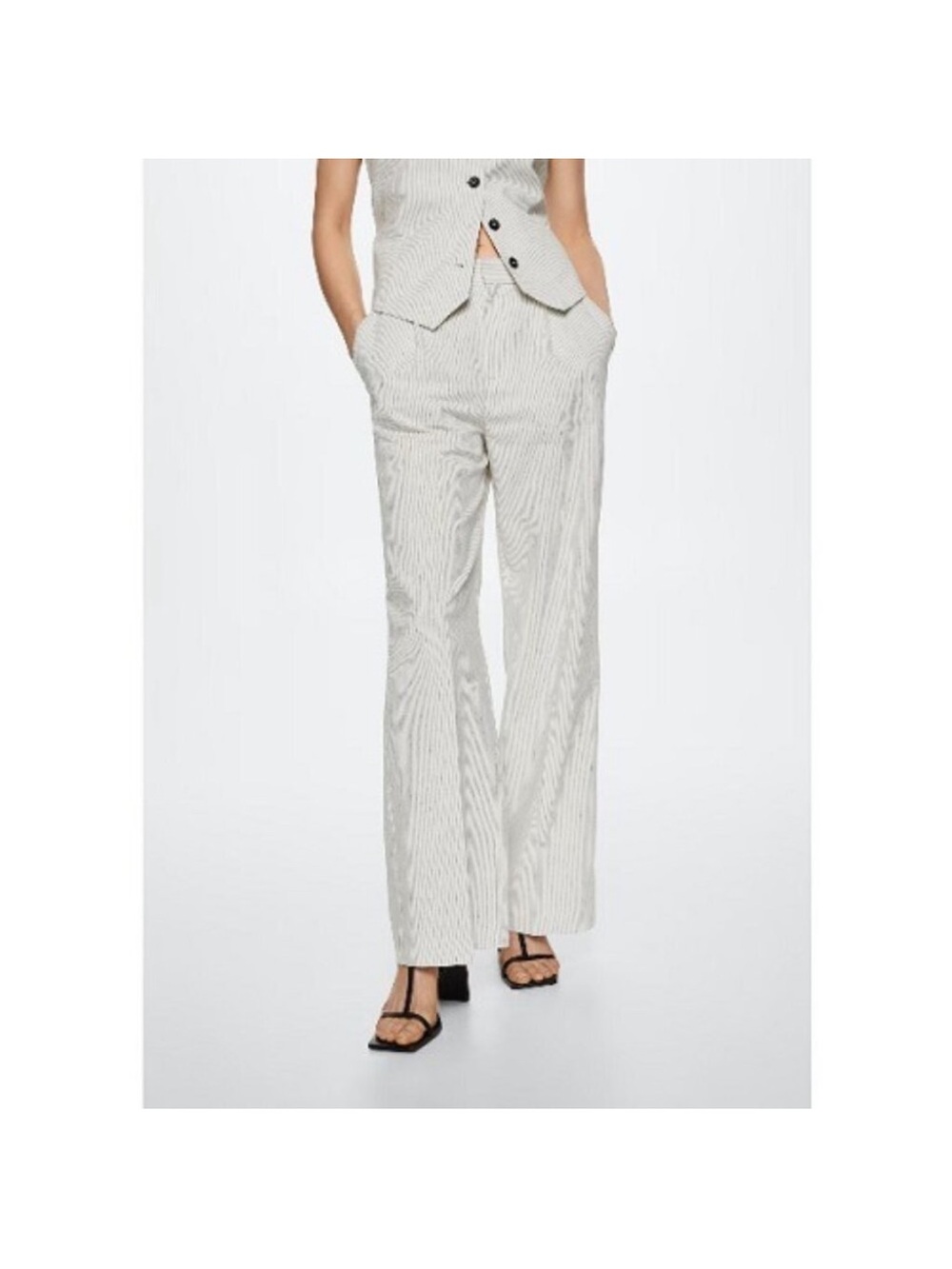 Mango linen blend pinstripe pants